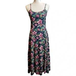 VTG No Boundaries Summer Dress 90s Floral Tie Back Spaghetti Strap SZ Medium